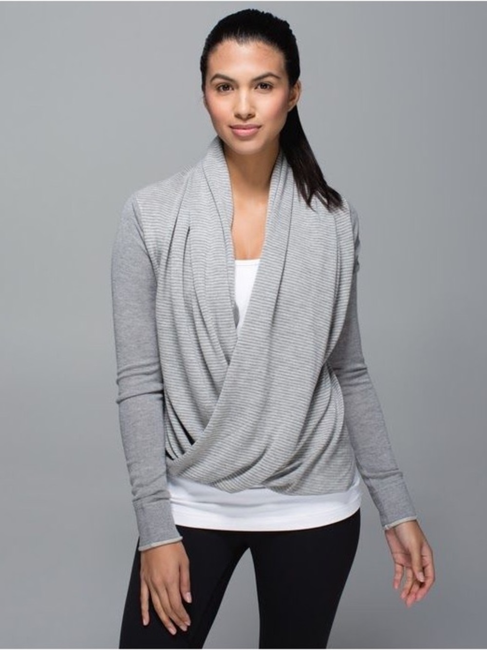 Lululemon Gray Draped Long Sleeve Top